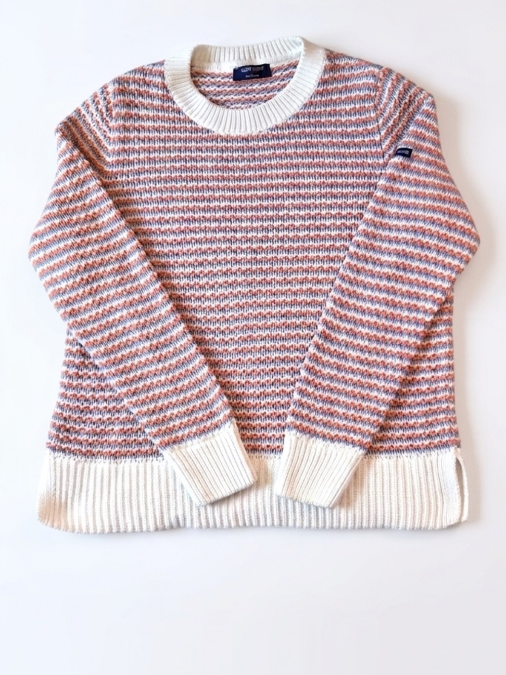 Saint James 100% cotton Knit sweater size 4 (S) Top in Cream, Blue & Coral